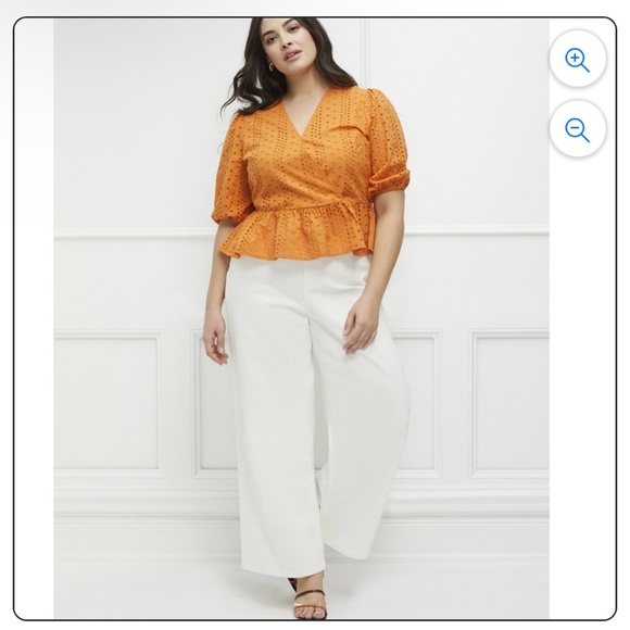 🖤 Eloqui Wide Leg White Denim Pants 16 18 20 22 24 - Picture 7 of 8